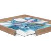 image:imageKate and Laurel Blake Indigo Blooms Framed Printed Acrylic Wall Art by Xizhou Xie 24x24 Natural Modern Abstract Bright Botanical Flower ArtGold