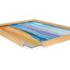 image:imageKate and Laurel Blake Sand and Surf Framed Printed Glass Wall Art by Xizhou Xie 18x24 Natural Modern Abstract Bright Landscape Art for Wall