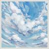 image:imageKate and Laurel Blue Skies Cloud Study Framed Canvas Wall Art by Emily Kenney 22 x 22 Sylvie Beaded White Modern Abstract Landscapes Nature Art for Wall Decor Living Room Bedroom