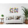 image:imageKate and Laurel Colorful Abstracts  set of 2 18x24 Framed Canvas Wall Art Set by Emma Daisy Sylvie White Modern Contemporary Abstract Art for Wall Decor Living Room Bedroom