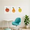 image:imageKate and Laurel Cute Apple Lemon Pear 3 Piece Framed Canvas Wall Art Set by July Art Prints Sylvie White Whimsical Kid Art for Wall Decor