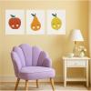 image:imageKate and Laurel Cute Apple Lemon Pear 3 Piece Framed Canvas Wall Art Set by July Art Prints Sylvie White Whimsical Kid Art for Wall Decor