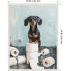 image:imageKate and Laurel Cute Dachshund Dog Toilet Paper Rolls Blue Teal Bathroom Art Framed Canvas Wall Art by The Creative Bunch Studio 18 x 24 Sylvie Beaded White Whimsical Animals Humor Bathroom Art