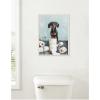 image:imageKate and Laurel Cute Dachshund Dog Toilet Paper Rolls Blue Teal Bathroom Art Framed Canvas Wall Art by The Creative Bunch Studio 18 x 24 Sylvie Beaded White Whimsical Animals Humor Bathroom Art