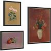 image:imageKate and Laurel Cyclamen Still Life with Fruit amp Bouquet in a Chinese Vase Odion Redo 3 Piece Framed Wall Art Print Set by Nostalgia Prints Belmont Black Traditional Flower Art for Wall Decor