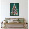 image:imageKate and Laurel Framed Canvas Wall Art Print Christmas Tree by Corinna Buchholz of Piddix 23 x 33 Sylvie Beaded Dark Gold Frame Whimsical Holiday Art for Wall Decor
