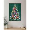 image:imageKate and Laurel Framed Canvas Wall Art Print Christmas Tree by Corinna Buchholz of Piddix 23 x 33 Sylvie Beaded Dark Gold Frame Whimsical Holiday Art for Wall Decor