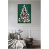 image:imageKate and Laurel Framed Canvas Wall Art Print Christmas Tree by Corinna Buchholz of Piddix 23 x 33 Sylvie Beaded Dark Gold Frame Whimsical Holiday Art for Wall Decor