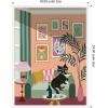 image:imageKate and Laurel Framed Canvas Wall Art Print Cocktail Cat by Rachel Lee 3 Birdies Studio 18 x 24 Sylvie White Frame Whimsical Abstract Art for Wall Decor