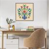 image:imageKate and Laurel Framed Canvas Wall Art Print Floral Blue Vase 02 by Rachel Lee 22 x 22 Sylvie Walnut Frame Whimsical Flower Art for Wall Decor