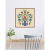 image:imageKate and Laurel Framed Canvas Wall Art Print Floral Blue Vase 02 by Rachel Lee 22 x 22 Sylvie Walnut Frame Whimsical Flower Art for Wall Decor