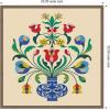 image:imageKate and Laurel Framed Canvas Wall Art Print Floral Blue Vase 02 by Rachel Lee 22 x 22 Sylvie Walnut Frame Whimsical Flower Art for Wall Decor