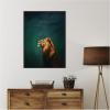 image:imageKate and Laurel Framed Canvas Wall Art Print Lion on Tonal Blue Teal Green Abstract by The Creative Bunch Studio 28 x 38 Sylvie Beaded Dark Gold Frame Modern Contemporary Abstract Art for WallSylvie Beaded Black