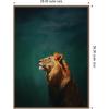 image:imageKate and Laurel Framed Canvas Wall Art Print Lion on Tonal Blue Teal Green Abstract by The Creative Bunch Studio 28 x 38 Sylvie Beaded Dark Gold Frame Modern Contemporary Abstract Art for WallSylvie Beaded Dark Gold
