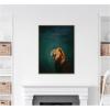 image:imageKate and Laurel Framed Canvas Wall Art Print Lion on Tonal Blue Teal Green Abstract by The Creative Bunch Studio 28 x 38 Sylvie Beaded Dark Gold Frame Modern Contemporary Abstract Art for WallSylvie Beaded Dark Gold