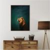 image:imageKate and Laurel Framed Canvas Wall Art Print Lion on Tonal Blue Teal Green Abstract by The Creative Bunch Studio 28 x 38 Sylvie Beaded Dark Gold Frame Modern Contemporary Abstract Art for WallSylvie Beaded Dark Gold