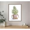 image:imageKate and Laurel Framed Canvas Wall Art Print Merry Seedling In Burlap by Patricia Shaw 18 x 24 Sylvie Walnut Frame Whimsical Holiday Art for Wall Decor