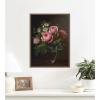 image:imageKate and Laurel Framed Canvas Wall Art Print Roses and Tree Anemones in a Glass Vase by Johan Laurentz Jensen by Nostalgia Prints 18 x 24 Sylvie Beaded Dark Gold Frame Traditional Still Life Art