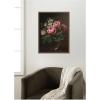 image:imageKate and Laurel Framed Canvas Wall Art Print Roses and Tree Anemones in a Glass Vase by Johan Laurentz Jensen by Nostalgia Prints 18 x 24 Sylvie Beaded Dark Gold Frame Traditional Still Life Art