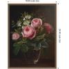 image:imageKate and Laurel Framed Canvas Wall Art Print Roses and Tree Anemones in a Glass Vase by Johan Laurentz Jensen by Nostalgia Prints 18 x 24 Sylvie Beaded Dark Gold Frame Traditional Still Life Art