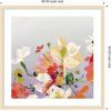 image:imageKate and Laurel Framed Wall Art Print Facing Each One by Emma Daisy 26 x 26 Woodgrain Stripe Blonde Frame Whimsical Flowers Nature Still Life Art for Wall Decor34L x 34W