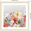 image:imageKate and Laurel Framed Wall Art Print Facing Each One by Emma Daisy 26 x 26 Woodgrain Stripe Blonde Frame Whimsical Flowers Nature Still Life Art for Wall Decor26L x 26W