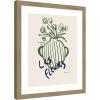 image:imageKate and Laurel Framed Wall Art Print Le Jardin by Gabrielly Guedes 22 x 26 Woodgrain Stripe Mocha Frame Modern Contemporary Flower Art for Wall Decor