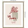 image:imageKate and Laurel Framed Wall Art Print Les Fleurs by Gabrielly Guedes 22 x 26 Woodgrain Stripe Mocha Frame Modern Contemporary Typography Art for Wall DecorWoodgrain Stripe Mocha