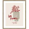 image:imageKate and Laurel Framed Wall Art Print Les Fleurs by Gabrielly Guedes 22 x 26 Woodgrain Stripe Mocha Frame Modern Contemporary Typography Art for Wall DecorWoodgrain Stripe Mocha