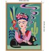 image:imageKate and Laurel Frida Kahlo and the Black Cat Framed Canvas Wall Art by Rachel Lee 18 x 24 Sylvie Natural Modern Abstract Animals People Art for Wall Decor Living Room Bedroom