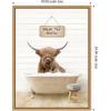 image:imageKate and Laurel Highland Cow in Modern Bathtub Wash Your Horns Framed Canvas Wall Art by Amy Peterson 18 x 24 Sylvie Natural Whimsical Animals Humor Bathroom Art for Wall Decor Living Room