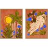 image:imageKate and Laurel Leopard inn Moroccan Forest Set of 2 18x24 Framed Canvas Wall Art Set by Nikita Jariwala Sylvie Natural Whimsical Abstract Tropical Animals Nature Tropical Art for Wall