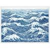 image:imageKate and Laurel Linocut Abstract Waves Blue and White Framed Canvas Wall Art by The Creative Bunch Studio 24 x 18 Sylvie White Coastal Abstract Beach Art for Wall Decor Living Room Bedroom