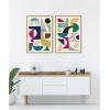 image:imageKate and Laurel MCM Retro Abstract Pattern Rainbow  set of 2 23x33 Framed Canvas Wall Art Set by Rachel Lee Sylvie Natural Mid Century Modern Abstract Art for Wall Decor Living Room Bedroom