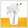image:imageKate and Laurel Minimalist Floral Vase on Yellow Table Framed Canvas Wall Art by Teju Reval 22 x 22 Sylvie Beaded White Black amp White Flowers Still Life Art for Wall Decor Living Room Bedroom