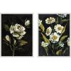 image:imageKate and Laurel Moody Floral 1 and 2 Set of 2 18x24 Framed Canvas Wall Art Set by Annie Quigley Sylvie Beaded White Modern Flowers Nature Art for Wall Decor Living Room Bedroom