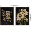 image:imageKate and Laurel Moody Floral 7 and 8 Set of 2 18x24 Framed Canvas Wall Art Set by Annie Quigley Sylvie Beaded Dark Gold Traditional Flowers Nature Still Life Flowers Nature Art for Wall