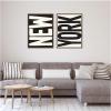 image:imageKate and Laurel New York Set Print Travel City Typography Black and White 2 Piece Framed Canvas Wall Art Set by Lucky Guava Sylvie Walnut Modern Contemporary Abstract Art for Wall Decor