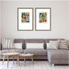 image:imageKate and Laurel Night Chords 2 Piece Framed Wall Art Print Set by Kelly Knaga Florence Light Brown Mid Century Modern Abstract Art for Wall Decor