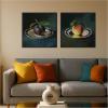 image:imageKate and Laurel Plum Perfect amp Just Peachy 2 Piece Framed Canvas Wall Art Set by Mary Sparrow Sylvie Beaded Black Traditional Still Life Art for Wall Decor
