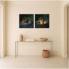 image:imageKate and Laurel Plum Perfect amp Just Peachy 2 Piece Framed Canvas Wall Art Set by Mary Sparrow Sylvie Beaded Black Traditional Still Life Art for Wall Decor