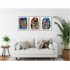 image:imageKate and Laurel Proteas in Blue amp Hollyhock 3 Piece Framed Canvas Wall Art Set by Lucia Gianello Sylvie Dark Gold Whimsical Flower Art for Wall Decor