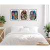 image:imageKate and Laurel Proteas in Blue amp Hollyhock 3 Piece Framed Canvas Wall Art Set by Lucia Gianello Sylvie Dark Gold Whimsical Flower Art for Wall Decor