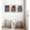 image:imageKate and Laurel Proteas in Blue amp Hollyhock 3 Piece Framed Canvas Wall Art Set by Lucia Gianello Sylvie Dark Gold Whimsical Flower Art for Wall Decor