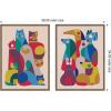 image:imageKate and Laurel Retro Cats amp Dogs 2 Piece Framed Canvas Wall Art Set by Rachel Lee Sylvie Walnut Whimsical Abstract Art for Wall Decor