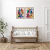 image:imageKate and Laurel Retro Cats amp Dogs 2 Piece Framed Canvas Wall Art Set by Rachel Lee Sylvie Walnut Whimsical Abstract Art for Wall Decor