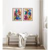 image:imageKate and Laurel Retro Cats amp Dogs 2 Piece Framed Canvas Wall Art Set by Rachel Lee Sylvie Walnut Whimsical Abstract Art for Wall Decor