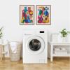 image:imageKate and Laurel Retro Cats amp Dogs 2 Piece Framed Canvas Wall Art Set by Rachel Lee Sylvie Walnut Whimsical Abstract Art for Wall Decor
