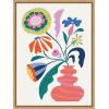 image:imageKate and Laurel Retro Whimsical Floral Vase Framed Canvas Wall Art by Rachel Lee 18 x 24 Sylvie Natural Whimsical Abstract Flowers Still Life Art for Wall Decor Living Room Bedroom