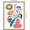 image:imageKate and Laurel Retro Whimsical Floral Vase Framed Canvas Wall Art by Rachel Lee 18 x 24 Sylvie Natural Whimsical Abstract Flowers Still Life Art for Wall Decor Living Room Bedroom
